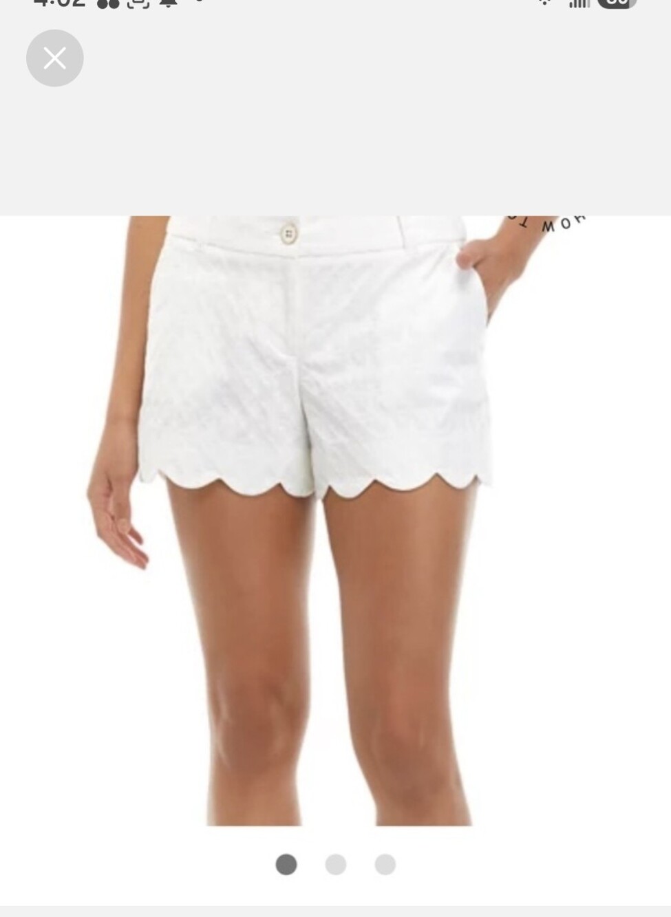 2 Pair CROWN & IVY White Scallop Hem, Textured, High Waist Shorts